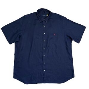 Polo by Ralph Lauren Men's Navy Blue Linen Shirt Size 3XLT